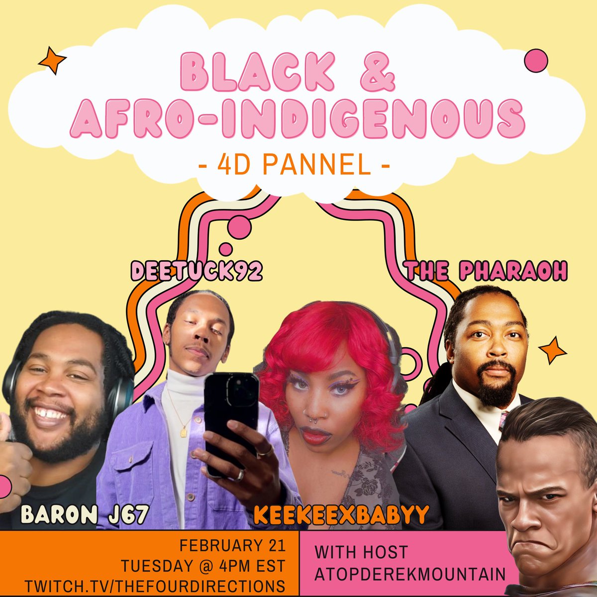 🤎 Celebrate #BlackHistoryMonth with us this Tuesday February 21st at 4pm EST! 🤎

<a href="/AtopYourPeak/">AtopDerekMountain (He/Him)</a> will be hosting our Black &amp; Afro-Indigenous 4D Panel with our team members @deetuck92 and <a href="/keekeexbabyy/">keekeexbabyy 🏳️‍🌈</a> as well as special guests <a href="/baronj67/">Baron J67 - LV1⚡️➡️ PAX East</a> and <a href="/FromThePharaoh/">Ashanti-Ali</a>!