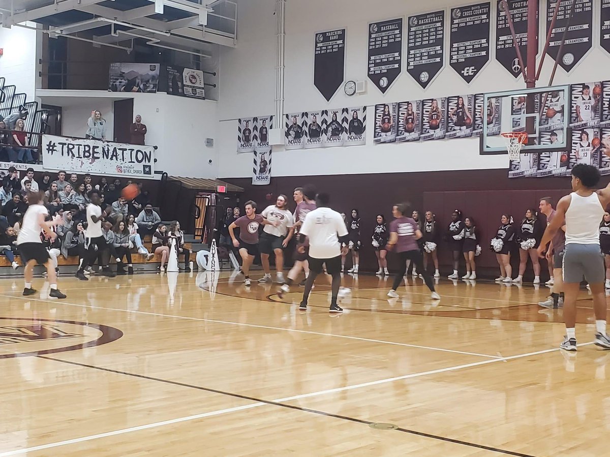 CWHS_Office's tweet photo. What a game! Students started out strong but teachers took home the W! #WinterPepRally https://t.co/2o4lkbsTiy
