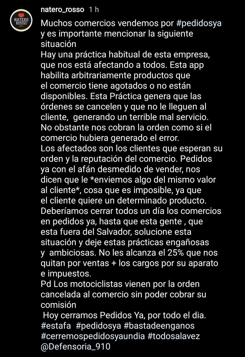 YulaiRivas's tweet photo. Cada vez son más los comercios qué están denunciando esta práctica de @pedidosya https://t.co/1HuqtkBwMY