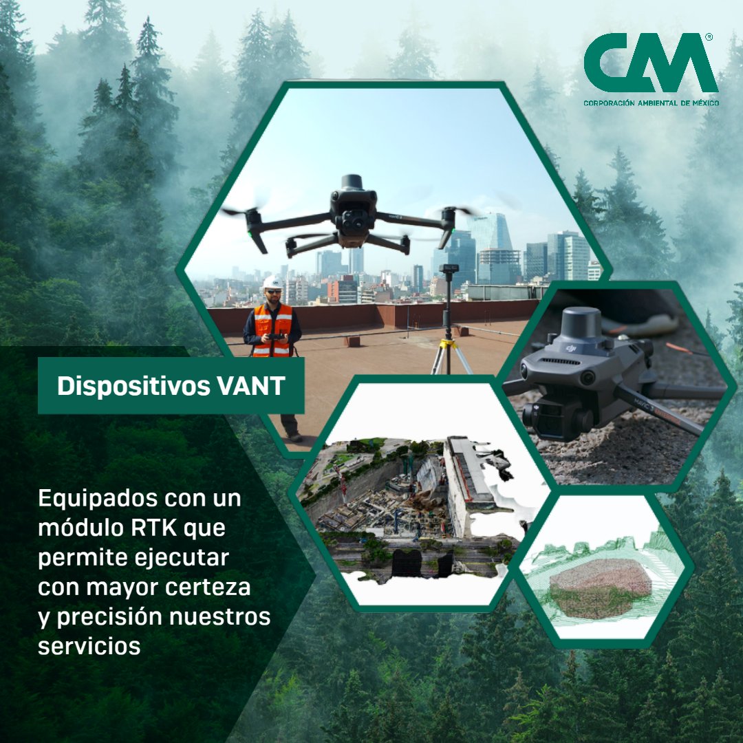 En 𝗖𝗔𝗠 nos apoyamos del uso de tecnologías innovadoras para garantizar la calidad de nuestros proyectos de ingeniería.

¡Contáctanos! 📧 cam-mx.com/contacto/

#Drones #ingenieríaambiental #VANT #CAM