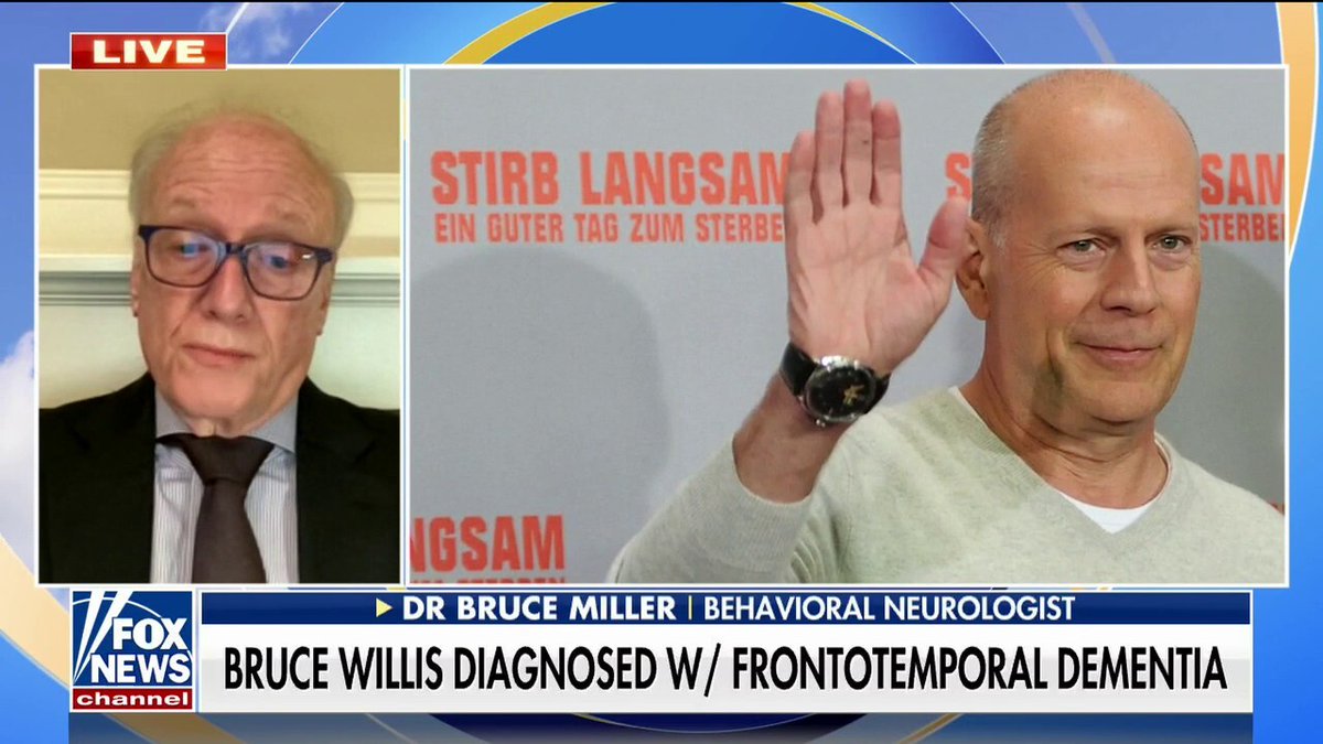 Bruce Willis diagnosed with frontotemporal dementia Behavioral neurologist Dr. Bruce Miller @brucemillerucsf discusses actor Bruce Willis' diagnosis and explains the accompanying symptoms. #endFTD Fox News Video fxn.ws/3XEE5zh