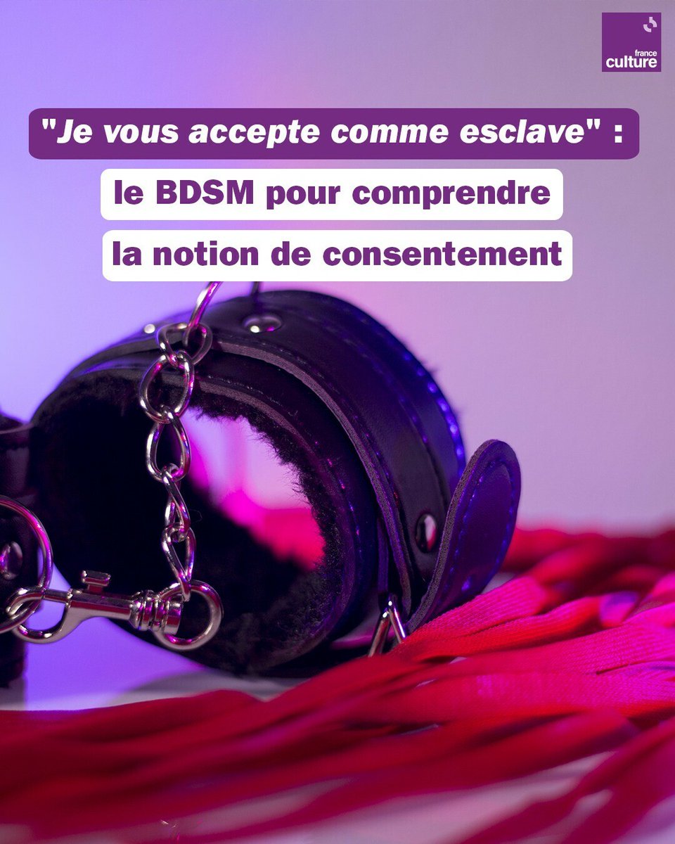 franceculture's tweet photo. Imaginez qu'avec le BDSM se profile la possibilité de comprendre clairement ce que le consentement signifie. Et même mieux, la sexualité égalitaire qu'il esquisse.
➡️ https://t.co/wIKlGQYydl https://t.co/Ui2gDVSK6b