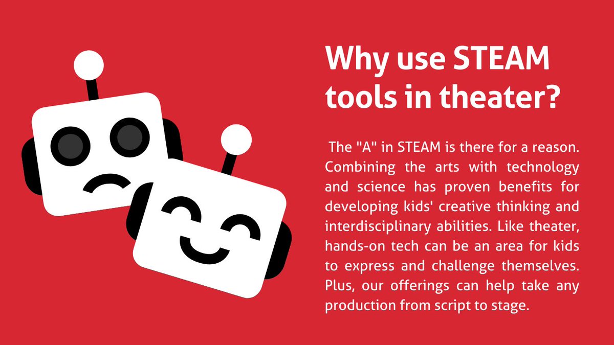 Eduporium's tweet photo. Theater teachers, looking for some helpful technology to elevate your program? We've made a landing page just for you, with our top STEAM picks for theater and articles to inspire your production. Check it out! #STEAM #theater #theatertech #AinSTEAM
https://t.co/i1IESoKjpL https://t.co/Xo926NjcxM