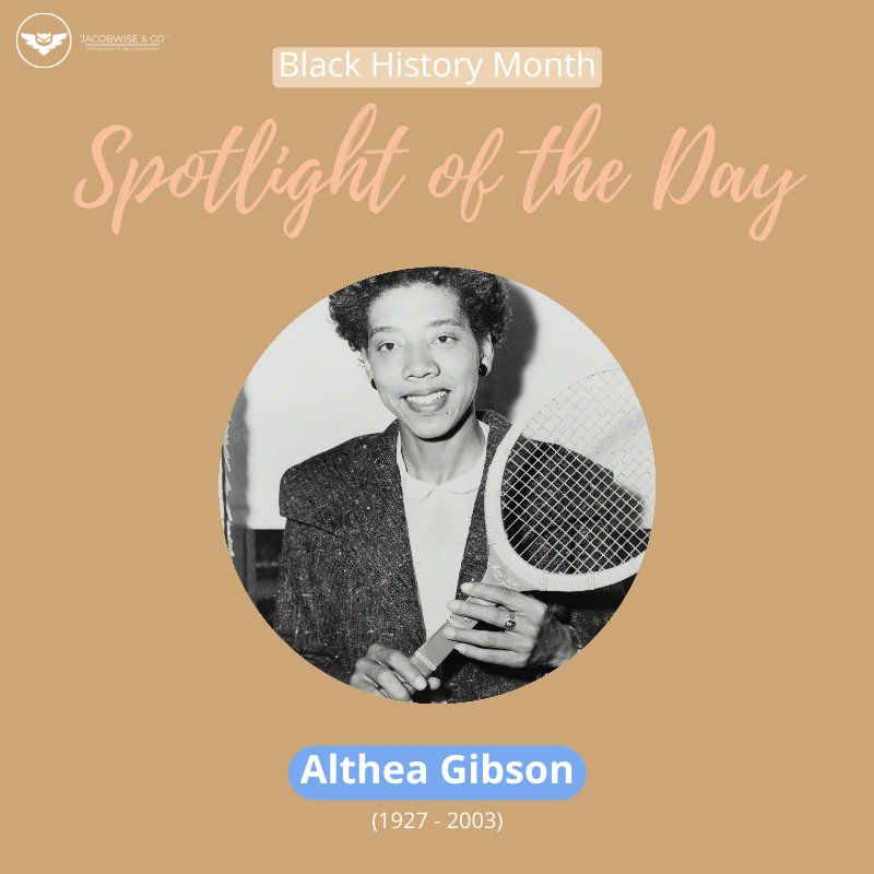 JacobwiseCo's tweet photo. Our Black History Month Spotlight of the Day goes to Althea Gibson! Althea Gibson had a strong interest in tennis since her early stages of life, but many tournaments weren't open to African Americans. Still, she kept playing and her success led to her receiving a... https://t.co/N6Qpl3CbuW
