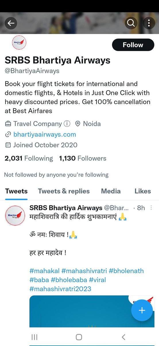 @BhartiyaAirways 
A FRAUD COMPANY is running by Mr.bhagwanta singh. I was working for this org. and few days later he and his body guard was mentally and sexually harassing me so I resigned for his organizatio.