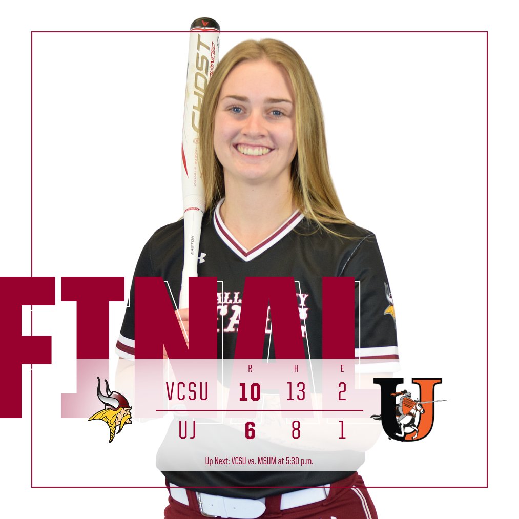 VCSUVikings's tweet photo. VIKINGS WIN! 🥎

Alyssa DePoorter goes 4-for-4 with a 💥GRAND SLAM💥 for VCSU. Brooke Gaudry gets the win, working all 7 innings in the circle. The Vikings face MSU-Moorhead at 5:30 p.m. #VCSUVikingPride https://t.co/Sc6H9hvKEp