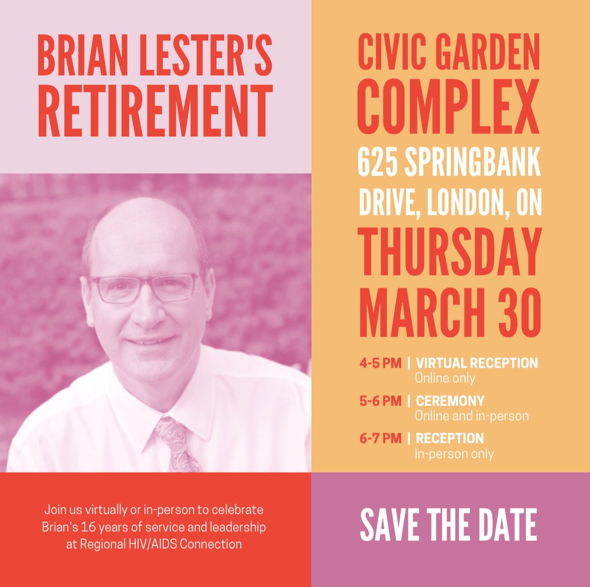SAVE THE DATE: Join us on March 30, virtually or in-person, to celebrate Brian Lester's 16 years of service and leadership at RHAC. More details and RSVP information coming soon!