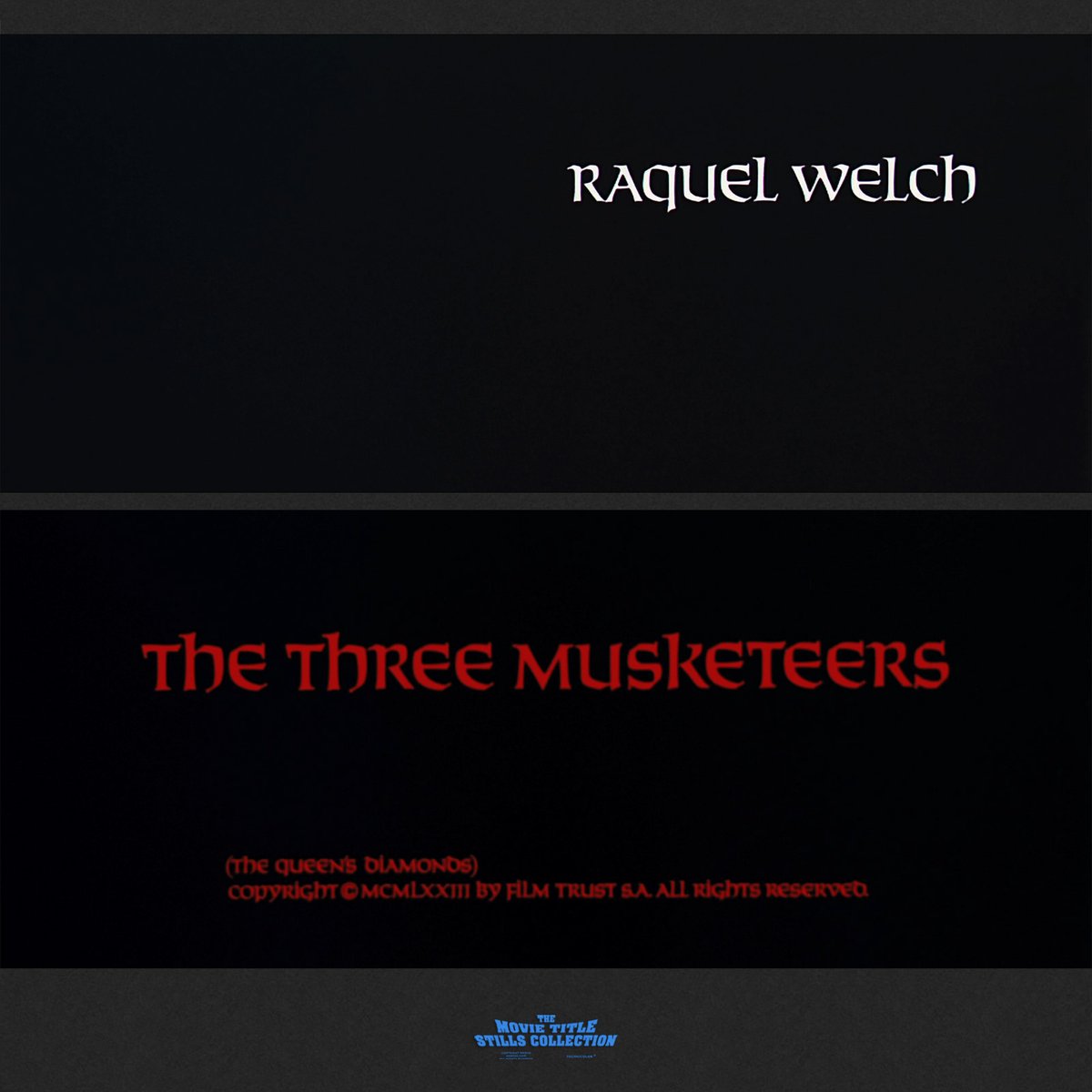 Raquel Welch (1940 – 2023)

THE THREE MUSKETEERS (1973) title sequence
annyas.com/screenshots/up… #TitleSequence #RaquelWelch 

Title design: Camera Effects Ltd.

Directed by: Richard Lester 
Starring: Oliver Reed, Raquel Welch, Richard Chamberlain, Michael York, Faye Dunaway