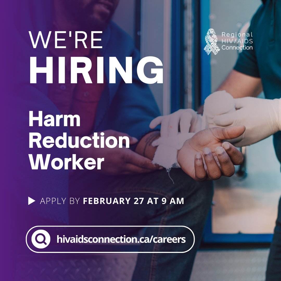 Join the team! RHAC is hiring a Harm Reduction worker. Apply by Feb. 27 at 9 AM: hivaidsconnection.ca/careers