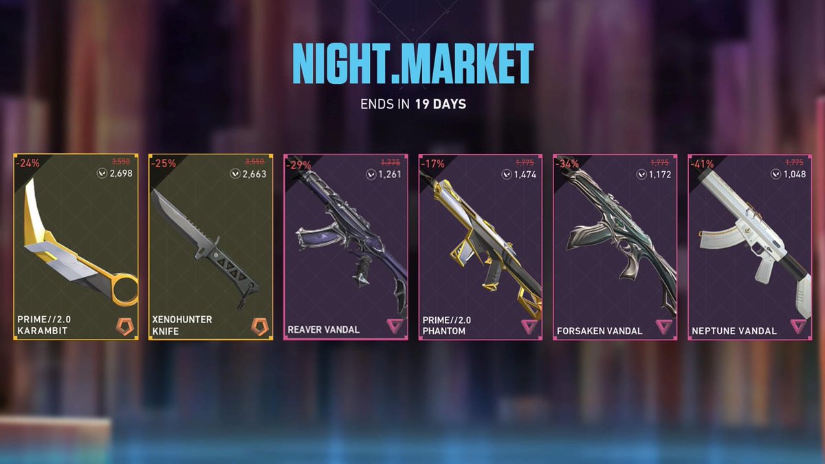 ValorantUpdated's tweet photo. What the Night. Market. in your dream looks like ✨

#VALORANT https://t.co/G7PT6r7D2A