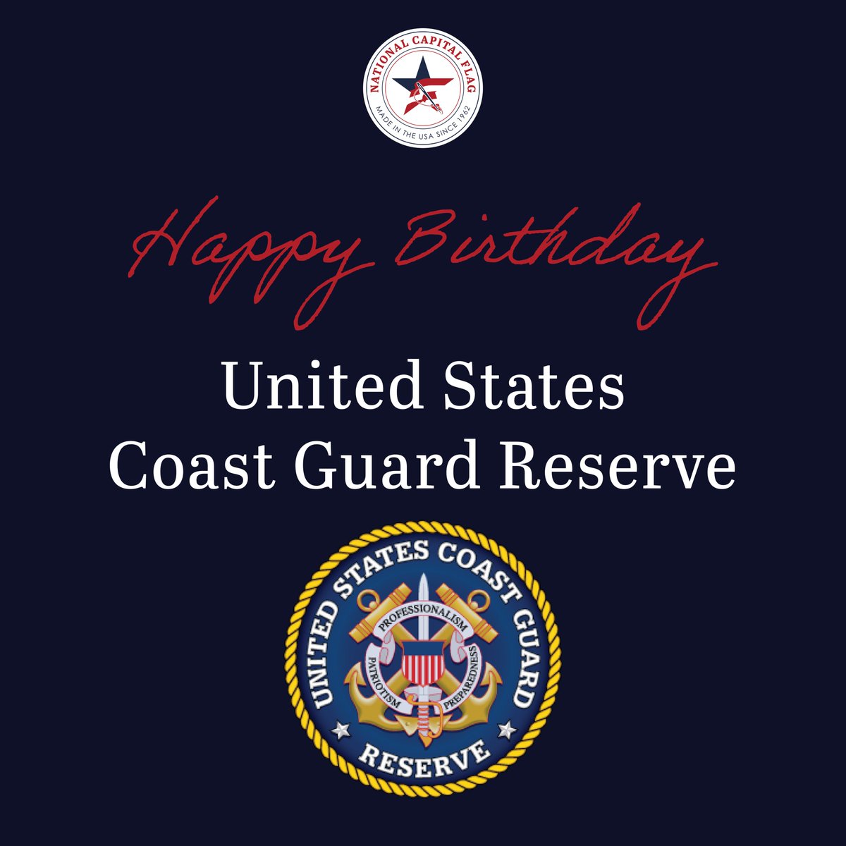 Did you know?

Today marks the 82nd birthday of the United States Coast Guard Reserve!

#NationalCapitalFlag #AlexandriaVA #USA #America #USCGR #USCoastGuardReserve #CoastGuardReserve #HappyBirthday