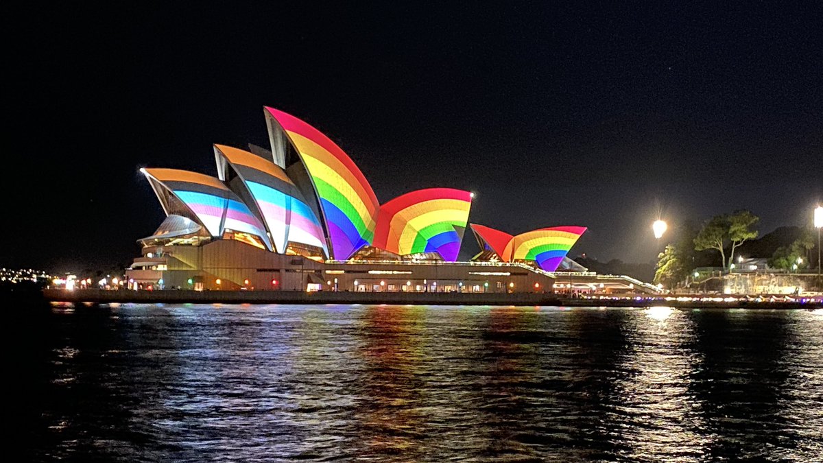 She’s a beauty!!! One of 45 rainbows 🏳️‍⚧️🏳️‍🌈 Sydney is dressing up with to celebrate 45 years of pride, protest, and progress with @sydneymardigras! @SydWorldPride