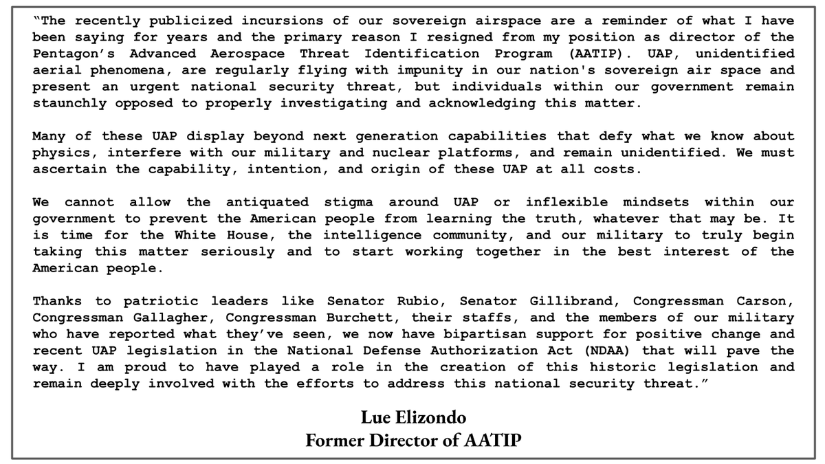 Lue Elizondo tweet media