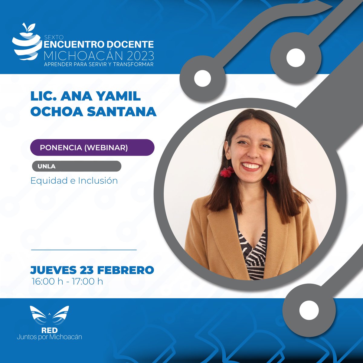 Conoce #sextoencuentrodocente

Licenciada en Psicología,  actualmente se desempeña como Jefa del área de Vinculación y Formación Social de  la UNLA. Cuenta con formación para promover una cultura inclusiva en la atención a mujeres con discapacidad que viven violencia de género.