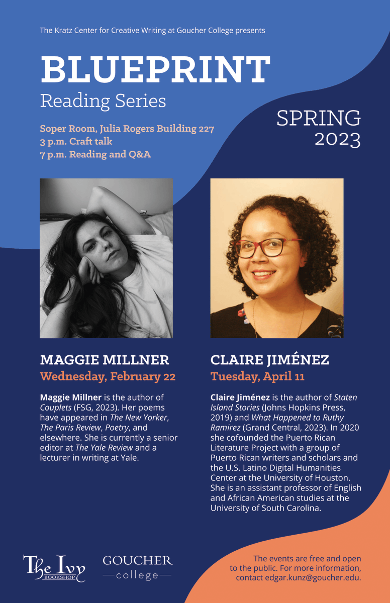 Blueprint Reading Series at Goucher in Spring 2023!