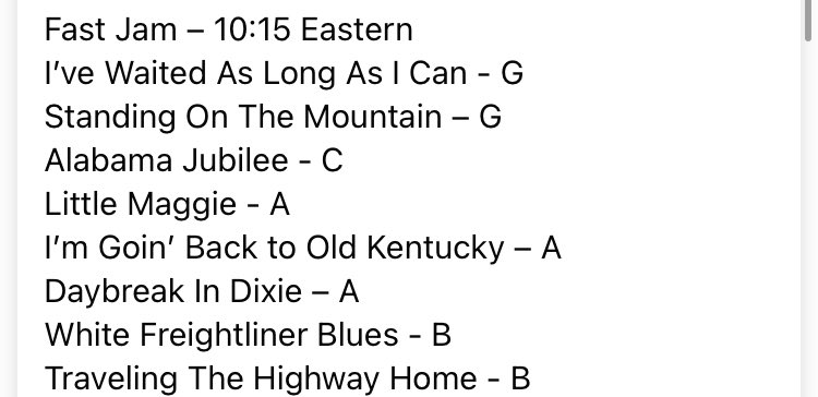 Hold on to the long view &amp; remember that progress takes time. Enjoy the journey. Looking forward to jamming with you on Monday. 
Here are your setlists. Play along on any instrument, all levels at YouTube.com/TylerGrant