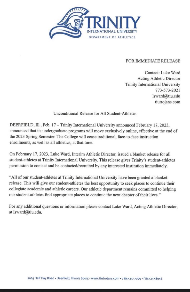 Due to TIU football program shutting down and in person classes switching to strictly online, my recruitment is 100% open and will be looking for a new home with 3 years of eligibility remaining.
📲-224-337-9182
- Realjoshua7@gmail.com