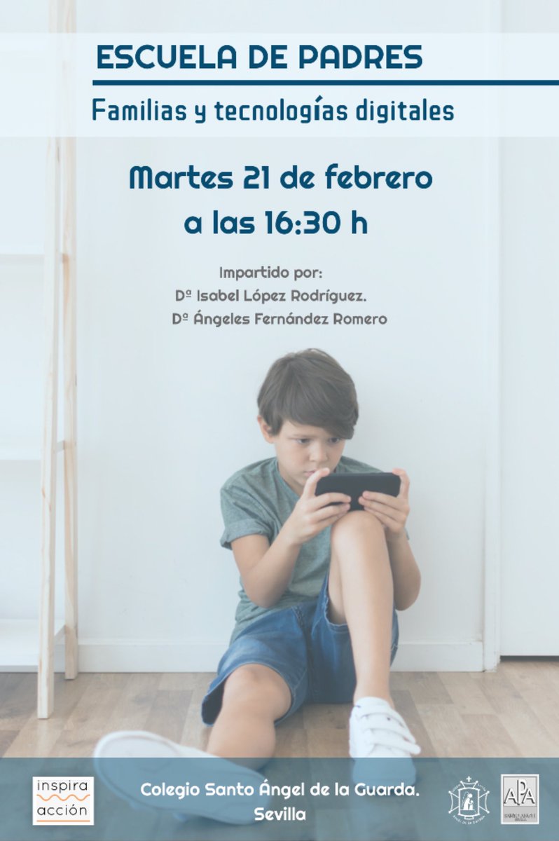 ESCUELA DE PADRES
🗓️ martes 21 de febrero a las 16:30.
Abordaremos las ventajas y riesgos del uso de los medios tecnológicos y audiovisuales en el contexto familiar. #escueladepadres