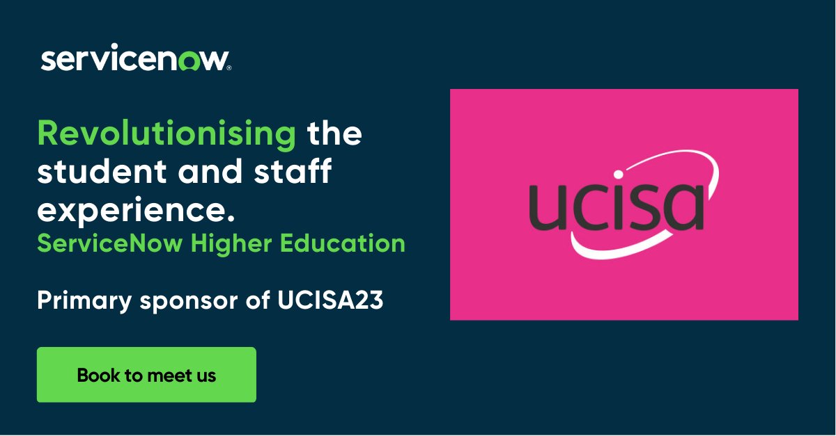 tweet2will's tweet photo. ServiceNow is proud to be the primary sponsor of UCISA23, the leading higher education event. Our Chief Innovation Officer Dave Wright is delivering the keynote alongside the University of Salford. Book to meet ServiceNow https://t.co/WafXv1eCgQ #UCISA23 #DigitalTransformation https://t.co/nRtkPpOPlE