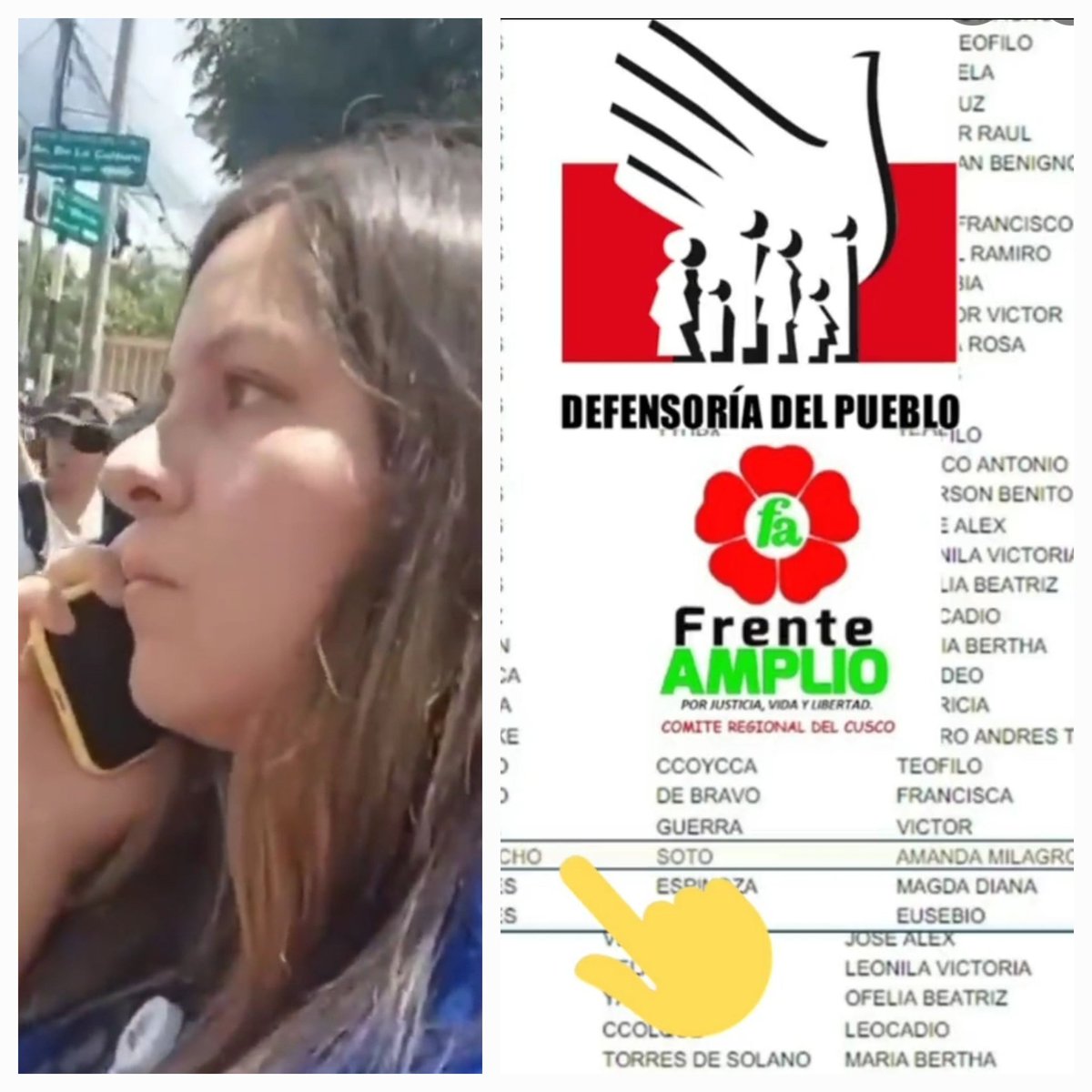 OjoAvizor89's tweet photo. Ella es Amanda Frisancho Soto funcionaría de la @Defensoria_Peru, militante de Frente Amplio de Verónica Mendoza y azusadora de las marchas que piden Asamblea Constituyente. Actuando cómo infiltrada.Mis impuestos pagandole un sueldo para destruir el país. 
Cc: @congresoperu https://t.co/KRdJUj6vM2