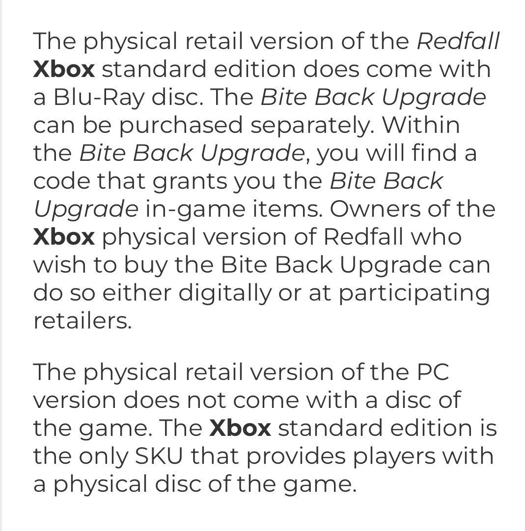 Redfall Bite Back Upgrade [ Not a Disc ] (XBOX SERIES X) NEW