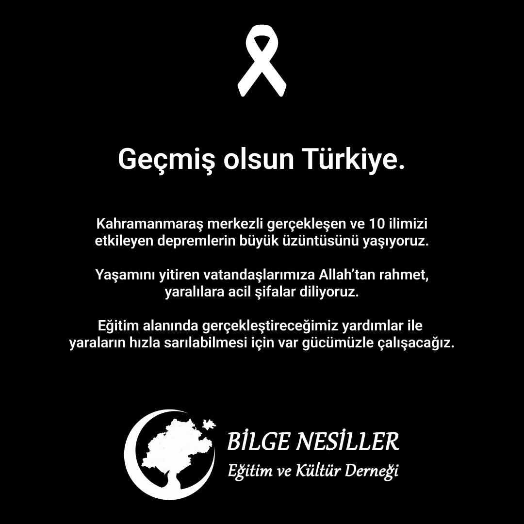 Geçmiş olsun Türkiye. Kahramanmaraş merkezli gerçekleşen ve 10 ilimizi etkileyen depremlerin büyük üzüntüsünü yaşıyoruz. Yaşamını yitiren vatandaşlarımıza Allah'tan rahmet, yaralılara acil şifalar diliyoruz. Yaraların hızla sarılabilmesi için var gücümüzle çalışacağız.