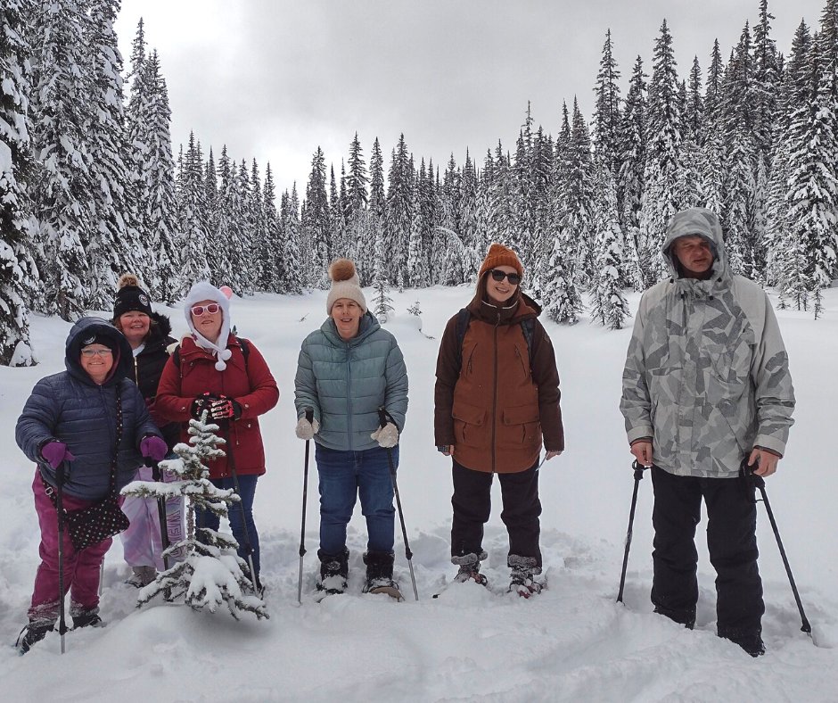 Great day to be outside! We had some first-time snowshoers who are now hooked! Many thanks to the helpful staff at Sovereign Lake. #snowshoe #soveriegnlake #venturetraining #winteractivities #bcparks