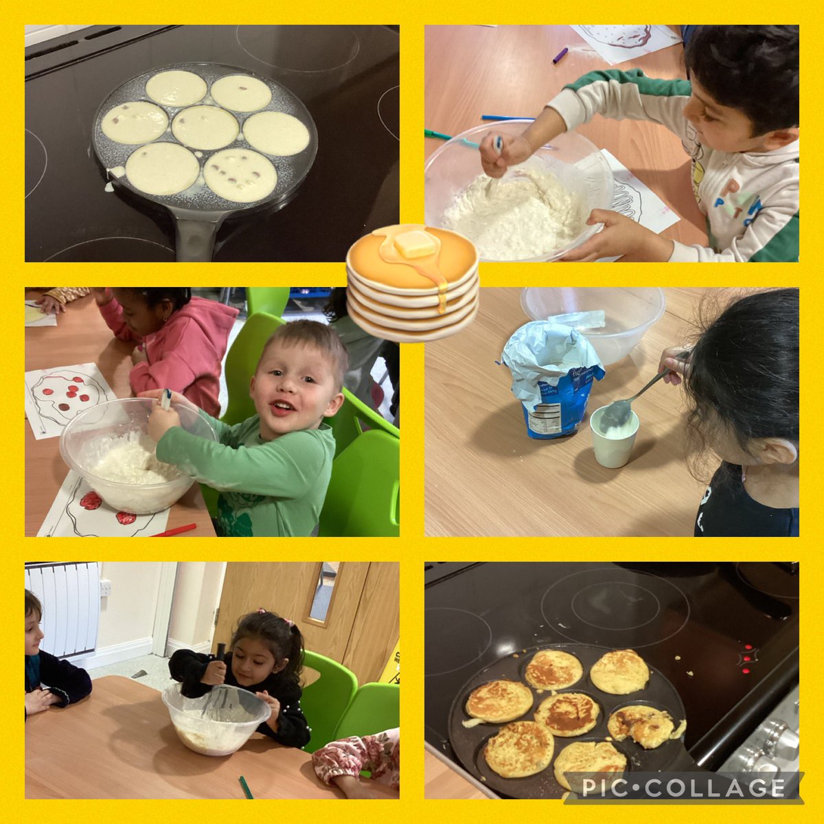 After reading Mr Wolf’s Pancakes, we followed the recipe to make our own. Chocolate chip for everyone! 😋😋😋#delicious #PancakeDay2023 #sttsinspire 🥞