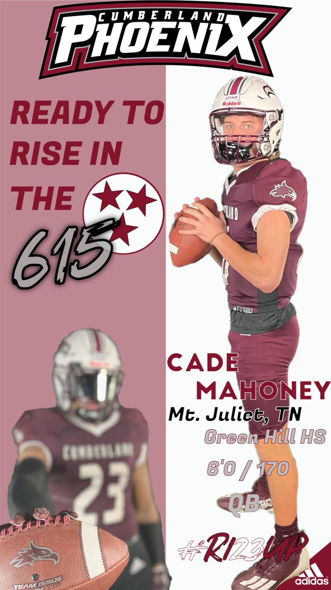 🚨🔥NATIONAL SIGNING DAY '23🔥🚨

CU 🏈 is adding "FUEL" to the 🔥🔥🔥...

Welcome to the Phoenix Family:
Cade Mahoney - QB - Green Hill HS

#RI23UP #615to615 #RecruitTN
