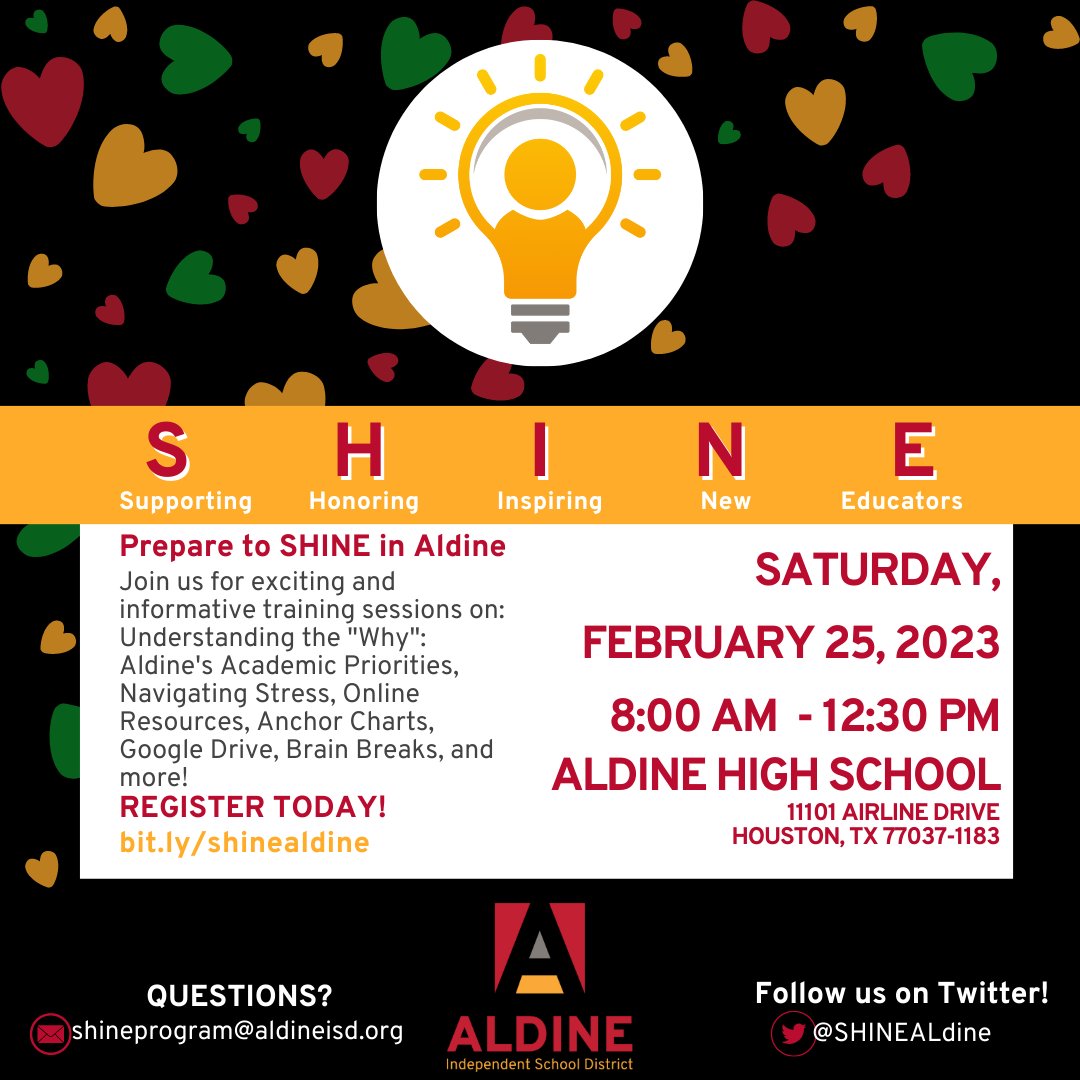 SHINE Aldine (@shinealdine) on Twitter photo 💞We love that our next workshop is a week away! 0-1 year, associate, and international teachers of <a href="/AldineISD/">Aldine ISD</a> join us for sessions on navigating stress, the "why" of our academic priorities, district online resources and more! bit.ly/shinealdine 💞We love that our next workshop is a week away! 0-1 year, associate, and international teachers of <a href="/AldineISD/">Aldine ISD</a> join us for sessions on navigating stress, the "why" of our academic priorities, district online resources and more! bit.ly/shinealdine