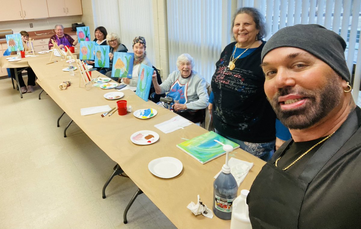 Afternoon 2hr ‘MERMAID’ #artrageous #paintingclass with some #gifted golden girls at the South County Senior Center!!! #teachingartist #gratitude #inspiringcreativity #artlife #scottclarke