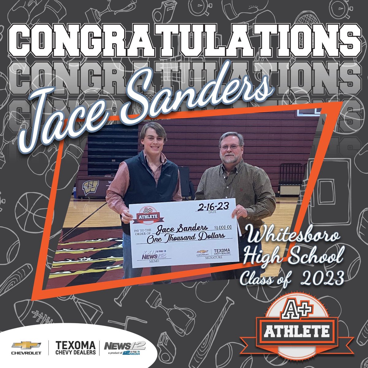 Well deserved!!! <a href="/JaceCam12/">Jace Sanders</a> <a href="/BoroTuffFB/">Whitesboro Bearcat Football</a> <a href="/BoroTuffBB/">Whitesboro Bearcat Basketball</a> <a href="/WISDBearcats/">Whitesboro Bearcat Athletics</a> <a href="/WBoroBaseball/">Whitesboro Bearcat Baseball</a>