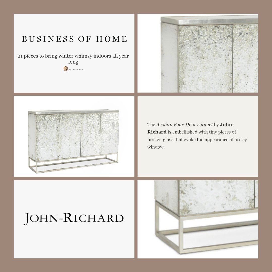 Thank you <a href="/BusinessOfHome/">Business of Home</a> for including us in your article; 21 pieces to bring winter whimsy indoors all year long.  Full article here! bit.ly/3EgSSZX #johnrichard #decor #dreamhome #homedesign #interiordecor #interiordesigner #interiorstyling  #luxurylife #dreamhome