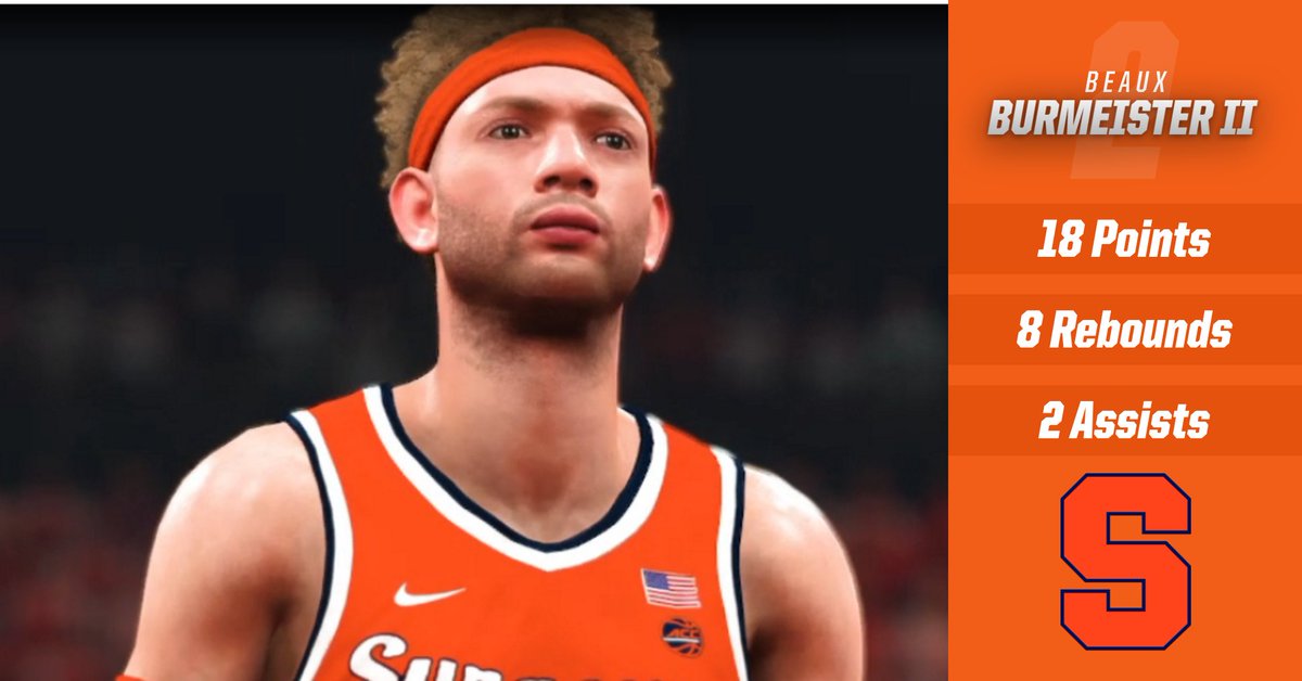 Beaux Burmeister II put on a show for the new look Cuse! 
#CSBA #NBA2k #esports #simsports