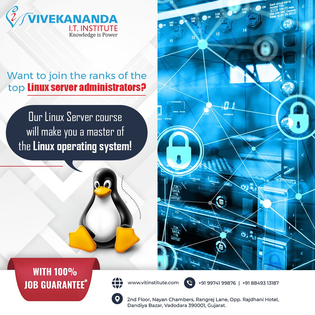 Linux server administrator is an in-depth course on Linux Operating System and its structure. 

#linux #LinuxServerAdministrator #LinuxServer #ServerAdministrator #gurukulofnetworking #vivekanandaitinstitute #ittraininginstitute #vit #vadodara #vadodaracity
- Posted by Ryzely