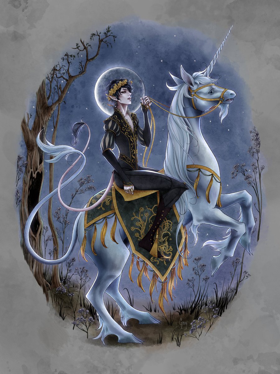 thefrenemyghost's tweet photo. #CardanGreenbriar fanart from the #FolkoftheAir  series by @hollyblack. Don't question the unicorn... https://t.co/FsMUY1ftpk