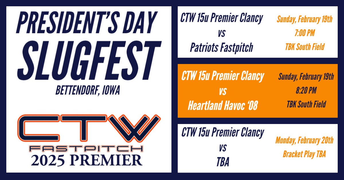We are in Bettendorf, IA for the President’s Day Slugfest. These amazing athletes are finishing up their winter season before heading off to high school. Good luck ladies!