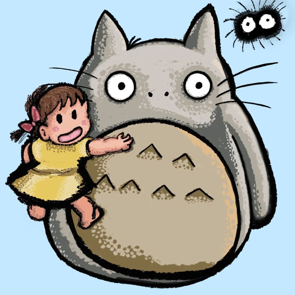 Davy got me a ghibli art book and the first page is this watercolour drawing so I thought I'd recreate it and try out a new shading technique! #digitalart #myneighbortotoro #studioghibli #samsungzfold3 instagr.am/p/CoyZ8EFtoBd/