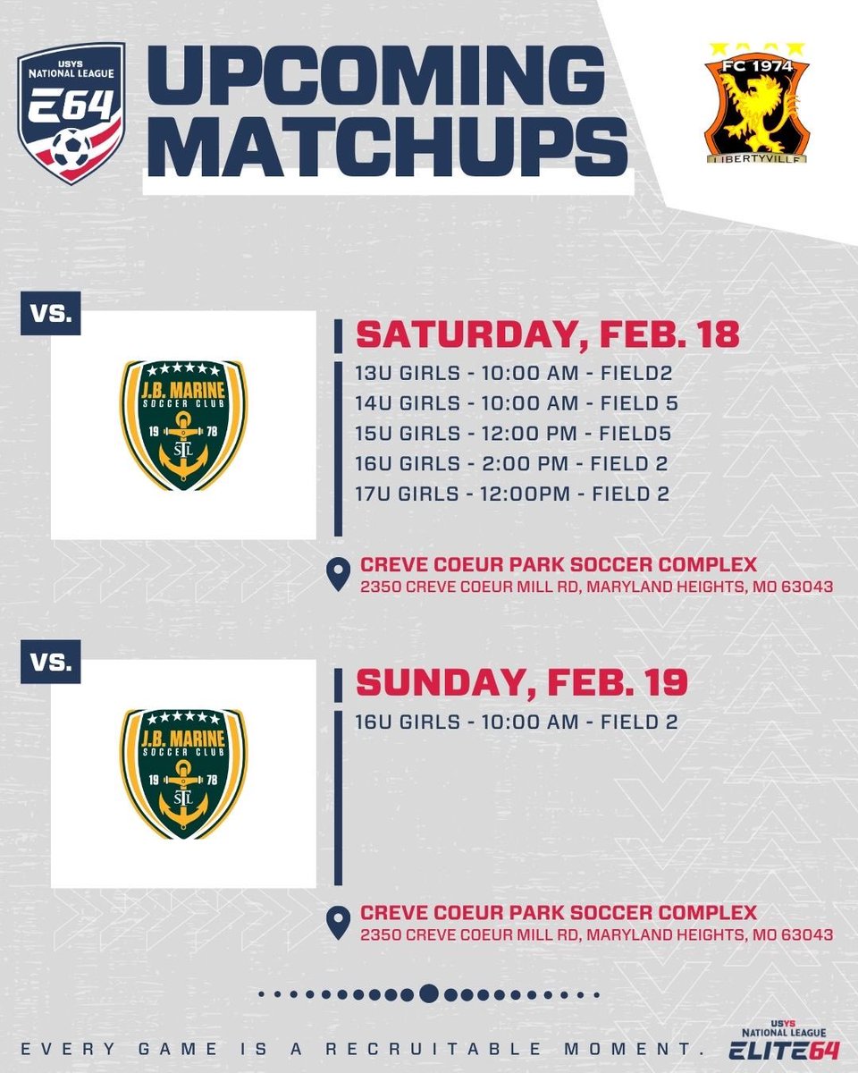 Elite Girls visit St Louis for an E64 matchup against JB Marine!  #weare74