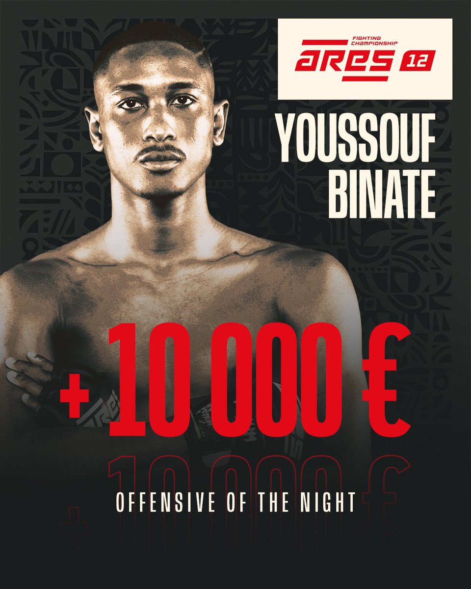 ares_fighting's tweet photo. After 3 consecutive victories in the 1st round, Youssouf Binate leaves with the bonus : offensive of the night ! 🦾🔥

#ARES12 https://t.co/GwGOMFqfAA