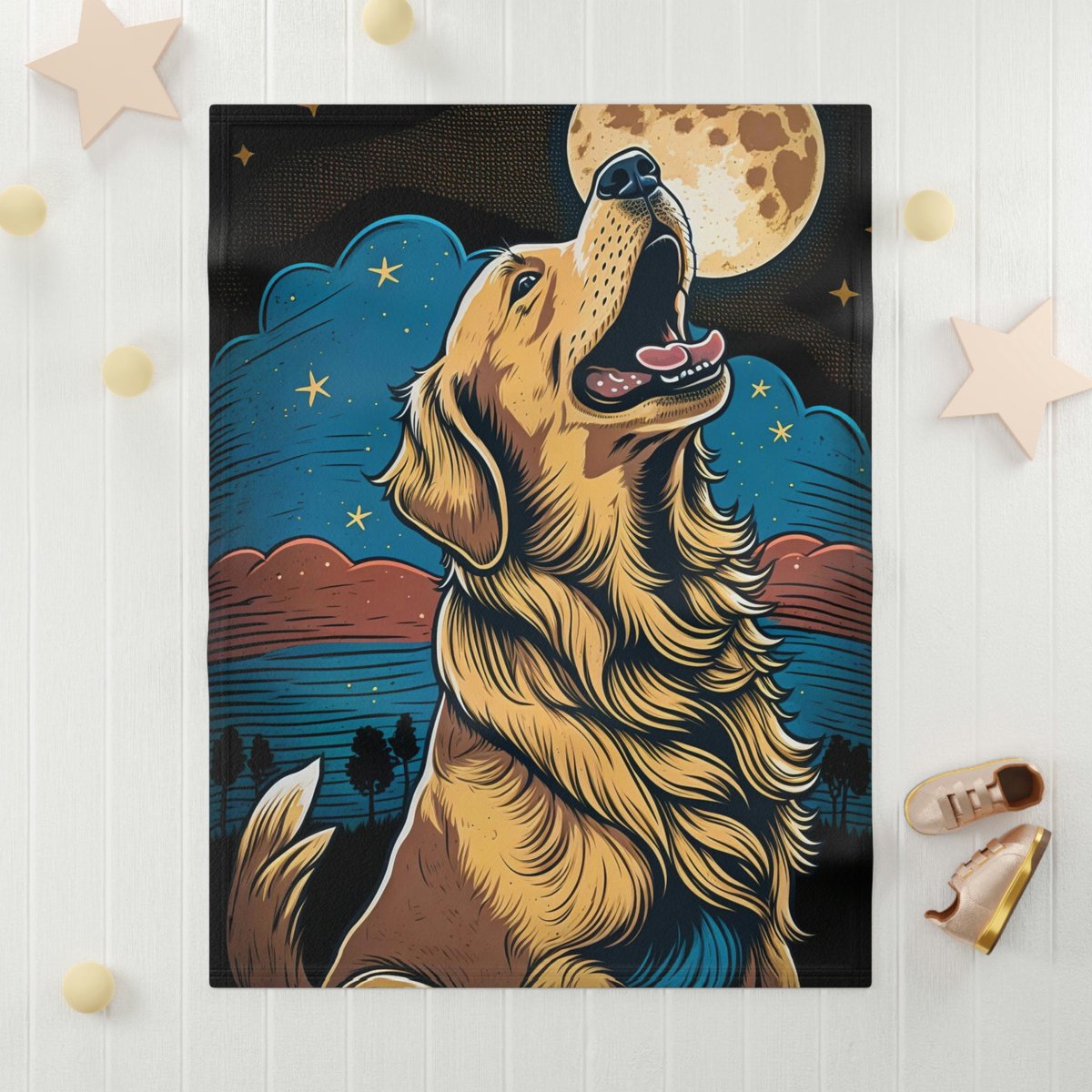 Cute Golden Retriever Soft Fleece Baby Blanket, gift for newborn, gift for baby, baby shower, dog lovers gift etsy.me/3k7zjMV #animalprint #kid #polyester #babyshower #babyblanket #softblanket #cutedesign #personalizedgift #customblanket