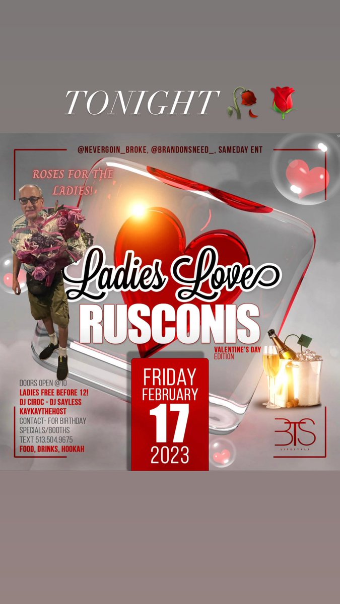 Tonight Meet Me At Rusconis LADIES FREE TIL 12🤞🏽