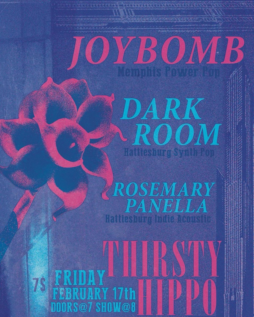 Tonight! <a href="/joybombband/">JOYBOMB</a> @ 8 PM (Doors @ 7) at the Thirsty Hippo in Hattiesburg, MS, with Dark Room and Rosemary Panella. 

#joybomb #rocknroll #hattiesburg #music