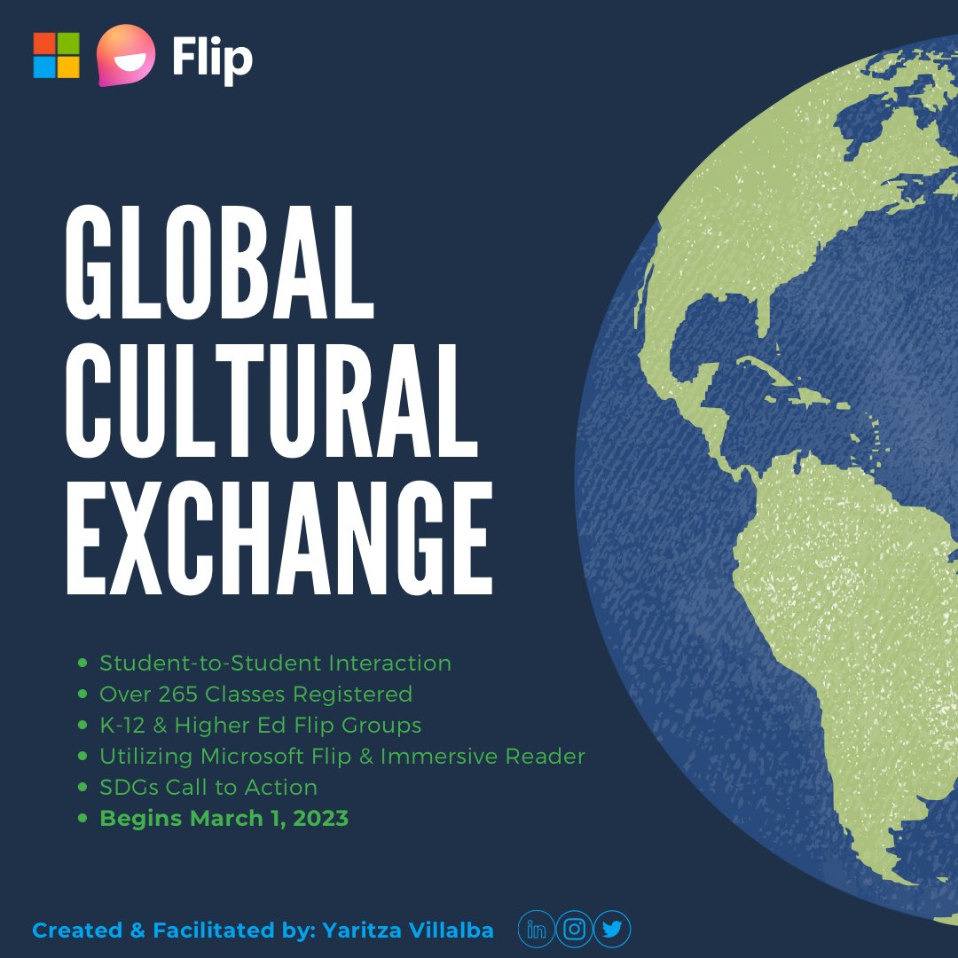 UPDATE: We have over 265 classes participating in the @MicrosoftFlip Global Cultural Exchange 🌏 NOTE: All emails have been sent— if you have not received a welcome email today, please message me!! #GlobalCollaboration #DigitalEquity