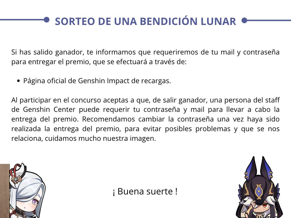 GenshinCenter's tweet photo. 📣 SORTEO DE UNA BENDICIÓN LUNAR 

Por el regreso de Shenhe hemos querido traerles una sorpresa ❤️

Pasos a seguir:
- Dar retweet a este tweet.
- Seguir a @GenshinCenter 
- Comentar por quién ahorras.

Se entregará el día 28 de febrero (al comenzar la v3.5).
Más info del sorteo: https://t.co/yENsCTVUr3