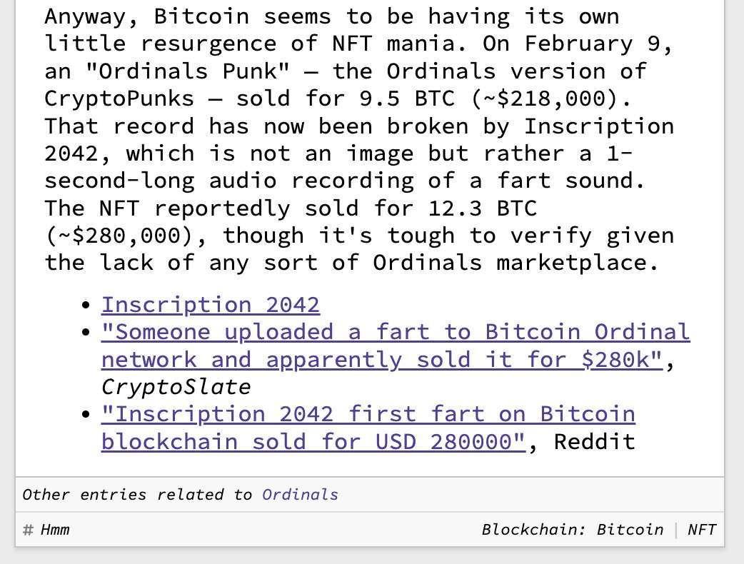Fart noise reportedly sells for $280,000 in Bitcoin's own NFT mania

February 15, 2023
web3isgoinggreat.com/?id=fart-noise…