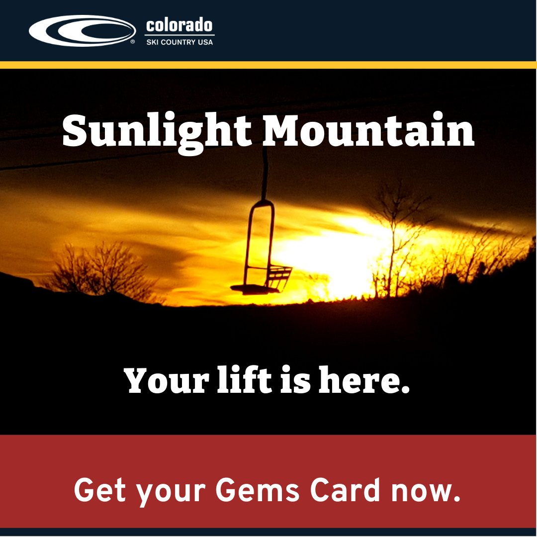 Why do you ride? It’s not because of the hype or the hassles. <a href="/skisunlight/">Sunlight Mountain Resort</a> park for free, walk to the lift, and never stand in line. It’s everything you want in a❄️adventure.⛷️or🏂on the CSCUSA Gems Card and choose either BOGO adult lift tixs or 30% off 1 adult tix. Sale end 2/28