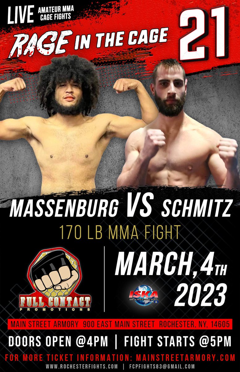 Rochesterfights's tweet photo. Rage in the Cage 21 is going to be absolute war in the cage get your tickets now https://t.co/EsYbTgOPdf #AntManAndTheWasp #HappyBirthdayJhope #loveisland #fights4life #UFC https://t.co/MHXJqs8YIu