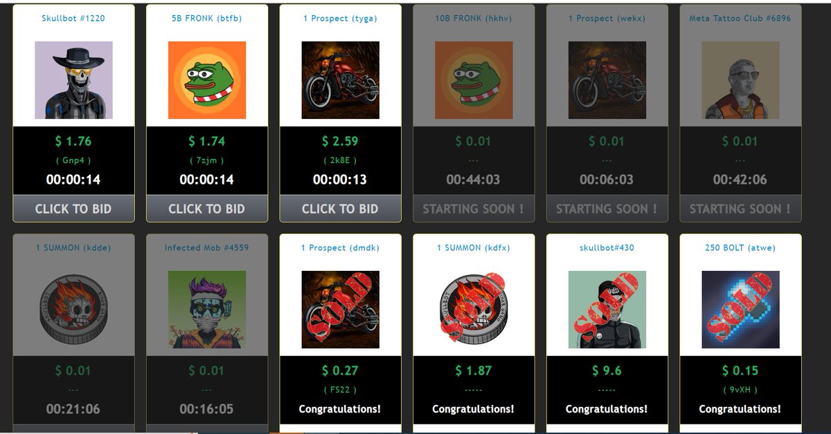 DegenPortal's tweet image. We are LIVE 👨‍⚖️

@SKULLBOTS 
@mobstudios_ 
@MetaTattooClub 
@fronk_inu 

degenbids.io