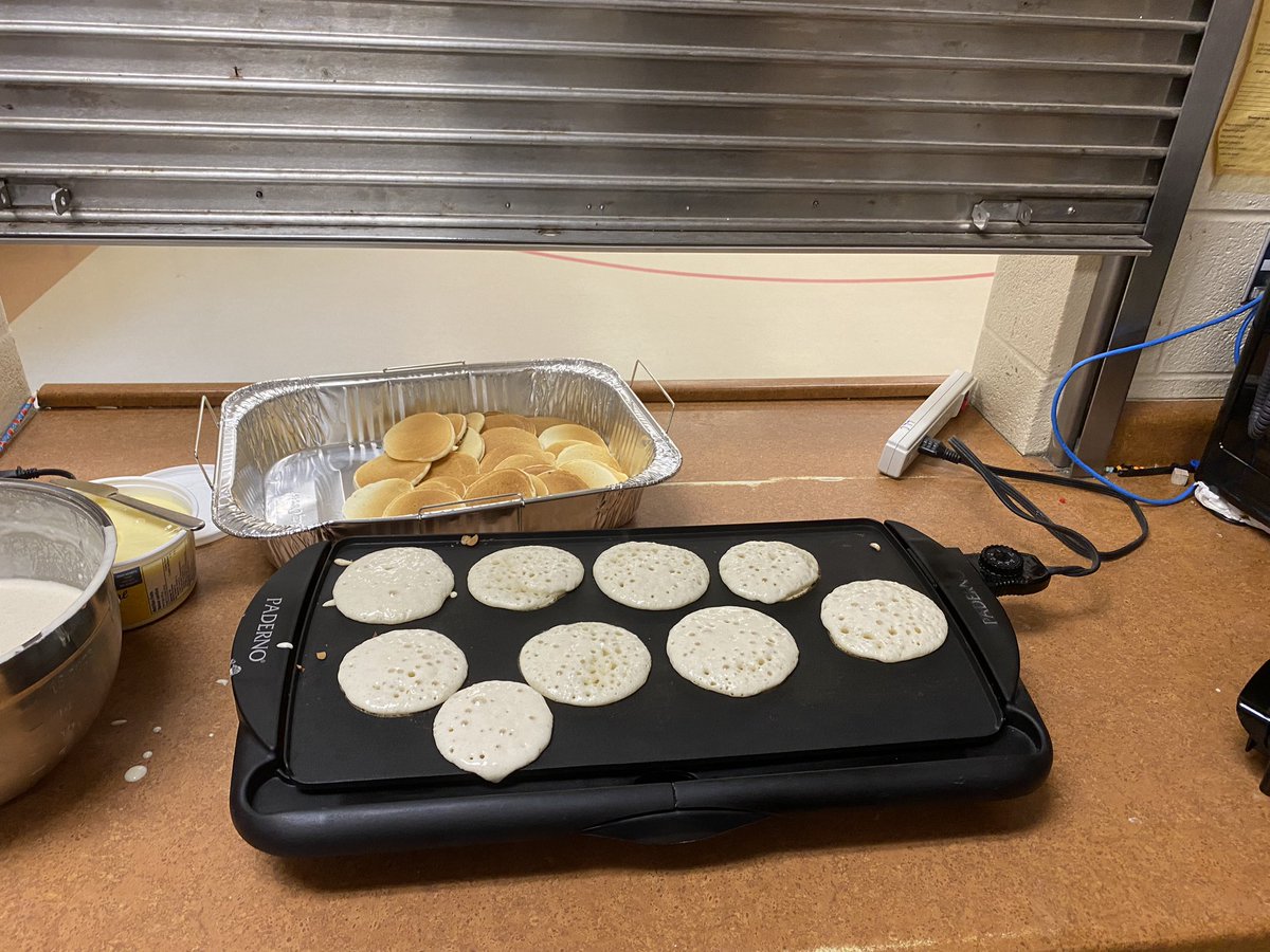 It most certainly takes a village to make 700 pancakes and hot chocolate for the same! Thankful for amazing parent volunteers and a staff that always steps up to make things happen for kids! <a href="/EagleHeightsPS/">Eagle Heights PS</a>